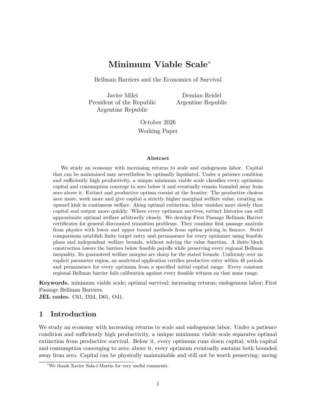 Primera página del PDF: título, autores y resumen de Minimum Viable Scale.
